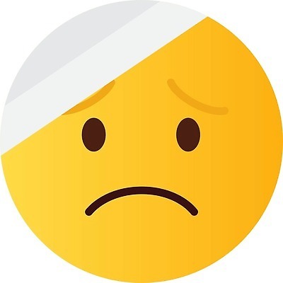 EPS 해외이미지 얼굴 일러스트 사람없음 노란색 고통 붕대 다침 울상 이모지 해외202309 해외일러스트 감정 컬러 신체부위 파일형식 벡터