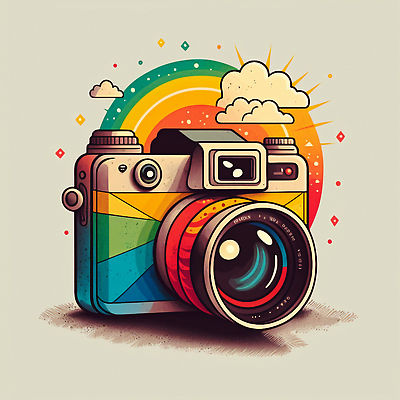 JPG 해외이미지 일러스트 추상 사람없음 컬러풀 카메라 화려 만화 해외202309 해외일러스트 컬러 컨셉 무늬 전자제품 파일형식