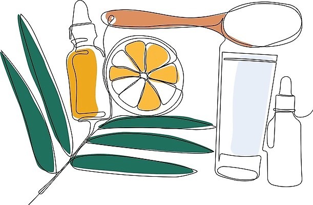 EPS 해외이미지 잎 오렌지 라인일러스트 일러스트 사람없음 뷰티 화장품 병 친환경 로션 해외202309 해외일러스트 식물 식기 과일 환경 파일형식 벡터