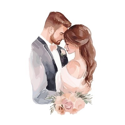 EPS 해외이미지 커플 여자 남자 꽃다발 웨딩드레스 일러스트 안기 결혼식 들기 정장 상반신 성인 두명 마주보기 신랑신부 성인만 해외202309 해외일러스트 드레스 옷 꽃 신부_웨딩 신랑 결혼 관계 모션 사람 파일형식 벡터