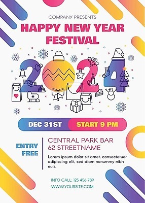 EPS 해외이미지 무료이미지 포스터 크리스마스 일러스트 사람없음 축제 해피뉴이어 2024년 해외202309 해외일러스트 기념일 새해인사 연도 파일형식 벡터 무료콘텐츠