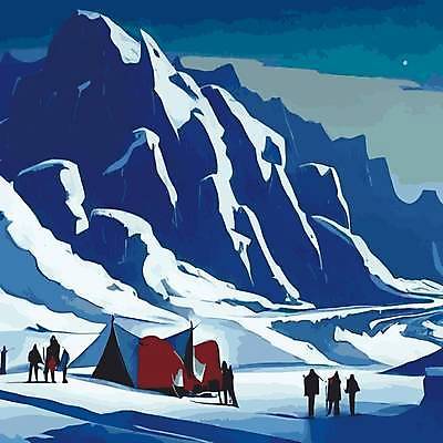 EPS 해외이미지 나무 여행 겨울 일러스트 산 사람모양 텐트 여러명 캠핑 캠핑장 해외202309 해외일러스트 모양 식물 계절 다수 레저 캠핑도구 사람 파일형식 벡터