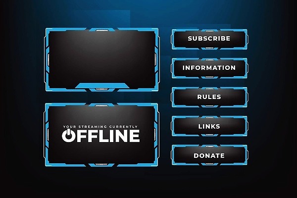 EPS 해외이미지 디자인 일러스트 검은배경 미래 장식 흐름 개울 방송 덮기 게이머 크리에이터 해외202309 해외일러스트 직업 백그라운드 컨셉 모션 강 검은색 파일형식 벡터 1인미디어