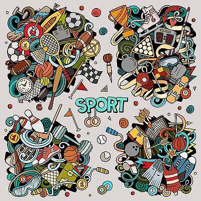 EPS 해외이미지 클립아트 라이프스타일 디자인 옷 스포츠용품 스포츠 포즈 유니폼 다이어트 일러스트 공 농구 건강 세트 컬러풀 럭비 축구 야구 테니스 게임 낙서 만화 수집 심볼 연습 오브젝트 보따리 체육관 양궁 팩 고립 구성 목록 시리즈 해외202309 해외일러스트 컬러 놀이 생활 구기 화장품 파일형식 벡터