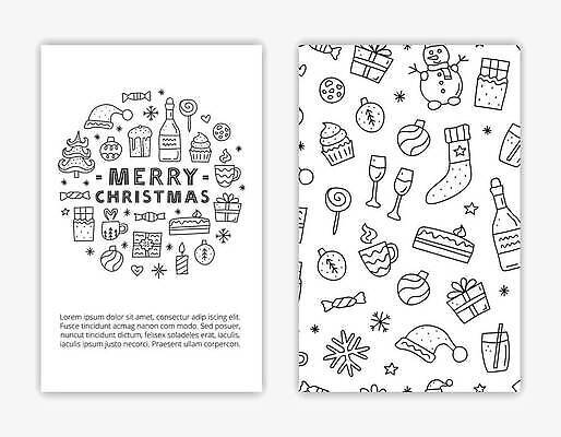 EPS 해외이미지 음료 크리스마스 일러스트 초 산타모자 눈사람 양말 흑백 사탕 사람없음 선물상자 케이크 초콜릿 컵케이크 샴페인잔 엽서 샴페인병 오너먼트 해외202309 해외일러스트 모자_잡화 기념일 크리스마스장식 술잔 술병 디저트 촬영기법 선물 상자 샴페인 편지 파일형식 벡터