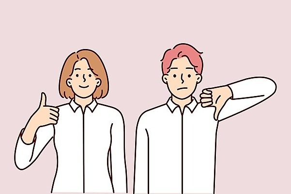 EPS 해외이미지 여자 남자 일러스트 무표정 상반신 성인 두명 최고 최저 성인만 해외일러스트 감정 표정 사람 파일형식 벡터