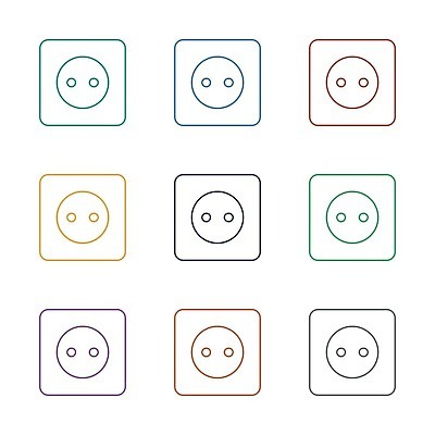 EPS 해외이미지 일러스트 사람없음 컬러풀 콘센트 플러그 심볼 해외202309 해외일러스트 컬러 파일형식 벡터