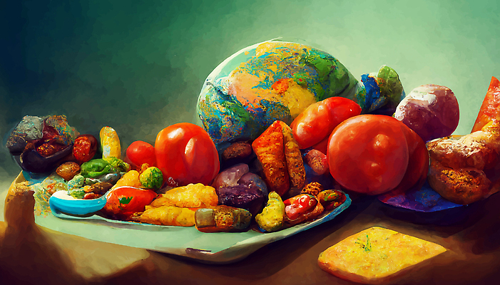 JPG 해외이미지 접시 지구 음식 과일 일러스트 식탁 요리 사람없음 축제 해외202309 해외일러스트 식기 탁자 파일형식