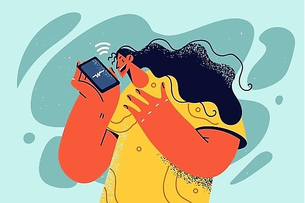 EPS 해외이미지 라이프스타일 여자 일러스트 한명 들기 상반신 성인 스마트폰 와이파이 통화 성인여자한명만 해외202309 해외일러스트 1 모션 사람 생활 핸드폰 스마트기기 무선인터넷 여자한명만 성인여자만 파일형식 벡터