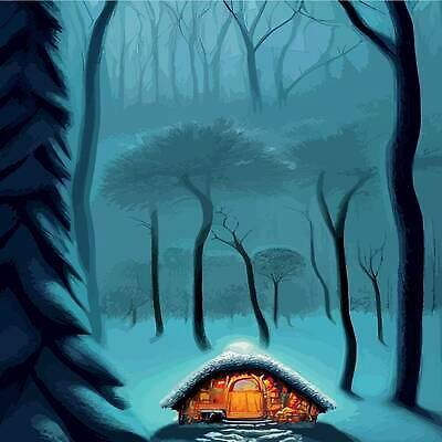 EPS 해외이미지 나무 겨울 일러스트 주택 사람없음 설원 추위 눈 숲 해외202309 해외일러스트 자연요소 식물 계절 날씨 눈_날씨 건물 파일형식 벡터