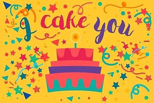 EPS 해외이미지 디자인 영어 별 일러스트 캘리그라피 타이포그라피 사람없음 노란색 케이크 레터링 해외202309 해외일러스트 자연요소 문자 컬러 디저트 파일형식 벡터