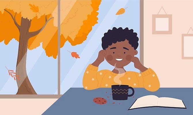 EPS 해외이미지 남자 행복 어린이 액자 일러스트 창문 단풍나무 따뜻함 한명 앉기 소년 상반신 책 컵 쿠키 코코아 소년한명만 해외202309 해외일러스트 나무 1 식기 감정 음료 단풍 모션 디저트 사람 남자한명만 소년만 파일형식 벡터