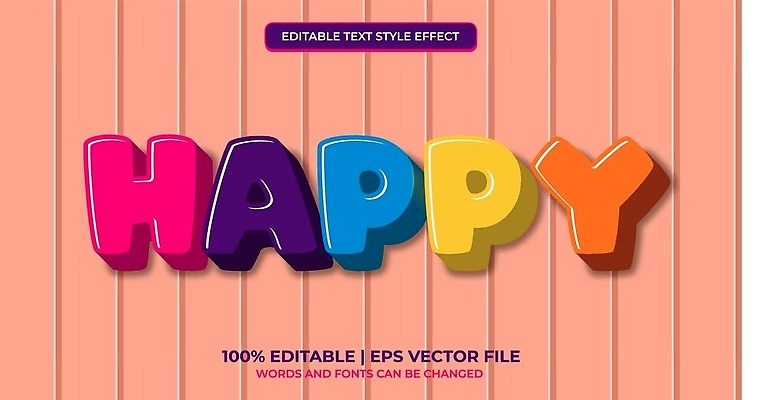 EPS 해외이미지 디자인 행복 일러스트 텍스트 타이포그라피 사람없음 해외202309 해외일러스트 문자 감정 파일형식 벡터