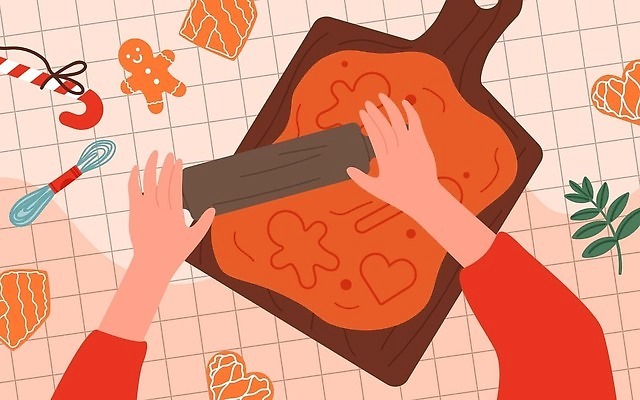 EPS 해외이미지 무료이미지 손 일러스트 주방용품 쿠키 반죽 만들기 밀대 커터 해외202309 해외일러스트 생활용품 모션 디저트 신체부위 파일형식 벡터 무료콘텐츠