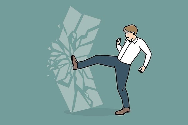 EPS 해외이미지 남자 조각 일러스트 비즈니스 한명 성인 손상 분노 균열 킥 성인남자한명만 해외202309 해외일러스트 1 감정 컨셉 모션 사람 남자한명만 성인남자만 파일형식 벡터