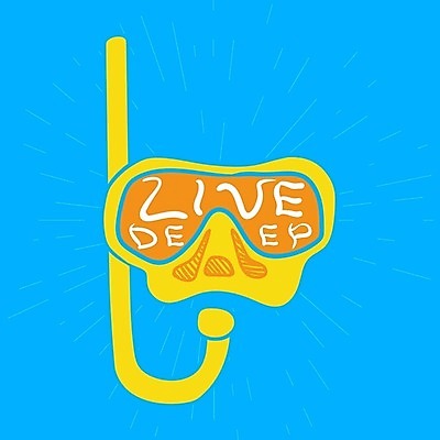 EPS 해외이미지 디자인 영어 하늘색 일러스트 캘리그라피 타이포그라피 사람없음 노란색 잠수경 레터링 해외202309 해외일러스트 문자 컬러 파란색 물안경 파일형식 벡터