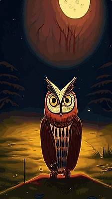 EPS 해외이미지 나무 야생동물 일러스트 사람없음 야간 숲 부엉이 해외202309 해외일러스트 자연요소 식물 동물 조류 파일형식 벡터