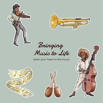 EPS 해외이미지 남자 음악 스티커 연주 노래 거리 들기 사람 성인 두명 콘서트 공연 음악가 분위기 바이올린 트럼펫 첼로 마라카스 치기 성인남자만 해외202309 해외일러스트 직업 컨셉 모션 현악기 문화예술 타악기 이벤트 금관악기 남자만 성인만 파일형식 벡터 찰현악기