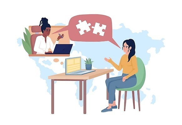 EPS 해외이미지 여자 화분 화초 어린이 말풍선 세계지도 의자 일러스트 앉기 성인 두명 노트북 분노 퍼즐 책상 갈등 여자만 해외202309 해외일러스트 식물 감정 가구 지도 모션 사람 전자제품 세계 파일형식 벡터