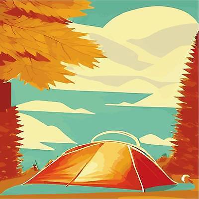 EPS 해외이미지 나무 실루엣 여행 일러스트 텐트 사람없음 캠핑 캠핑장 해외202309 해외일러스트 식물 레저 촬영기법 캠핑도구 파일형식 벡터