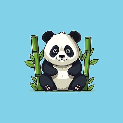 EPS 해외이미지 동물캐릭터 스티커 일러스트 사람없음 귀여움 판다 대나무 해외202309 해외일러스트 일러캐릭터 나무 동물 캐릭터 컨셉 곰 파일형식 벡터