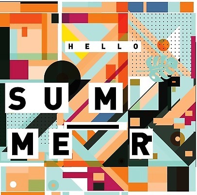 EPS 해외이미지 도형 디자인 포스터 백그라운드 패턴 일러스트 나뭇잎 타이포그라피 사람없음 컬러풀 화려 기하학 멤피스디자인 해외202309 해외일러스트 문자 컬러 컨셉 잎 무늬 파일형식 벡터