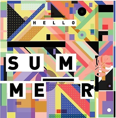 EPS 해외이미지 도형 디자인 포스터 백그라운드 패턴 일러스트 나뭇잎 타이포그라피 사람없음 컬러풀 화려 기하학 멤피스디자인 해외202309 해외일러스트 문자 컬러 컨셉 잎 무늬 파일형식 벡터