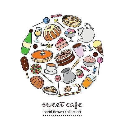 EPS 해외이미지 일러스트 아이스크림 막대사탕 사람없음 쿠키 원형 달콤 낙서 조각케이크 찻잔 찻주전자 컵케이크 가득함 컵받침 손그림 드로잉 바닐라 알사탕 아기자기 해외202309 해외일러스트 도형 컨셉 주전자 디저트 잔 사탕 미술 케이크 맛 받침대 파일형식 벡터