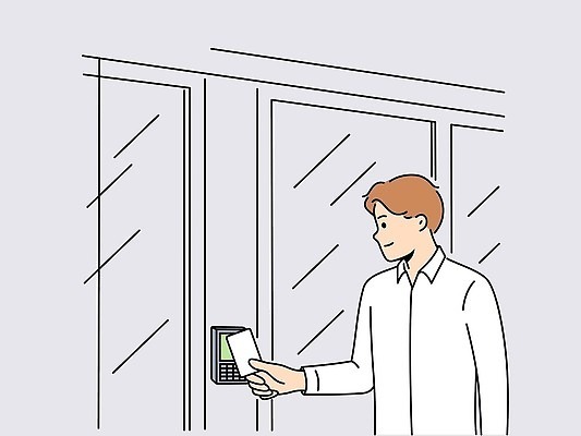 EPS 해외이미지 남자 와이셔츠 일러스트 비즈니스 한명 들기 상반신 성인 사무실 잠금 카드키 성인남자한명만 해외202309 해외일러스트 1 셔츠 모션 열쇠 사람 보안 남자한명만 성인남자만 파일형식 벡터