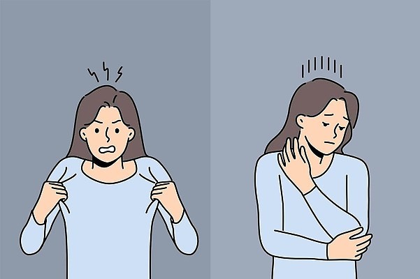 EPS 해외이미지 여자 일러스트 상반신 성인 두명 분노 우울감 우울증 성인여자만 분노조절장애 해외202309 해외일러스트 감정 사람 질병 여자만 성인만 파일형식 벡터