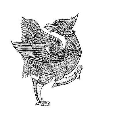 EPS 해외이미지 동물 전통 디자인 아시아 문화 벽 일러스트 상상 태국 벽지 조류 요정 이야기 미술 장식 흰색 사찰 스케치 정교 스타일 벡터 해외202309 해외일러스트 나라 컬러 종교건축 문화예술 파일형식