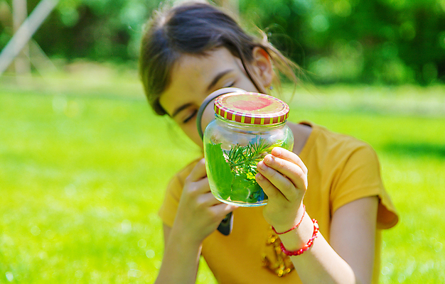 포토 JPG 해외이미지 여자 어린이 자연 돋보기 유리병 한명 들기 상반신 야외 관찰 소녀한명만 해외포토 1 모션 병_용기 사람 생태계 여자한명만 소녀만 파일형식