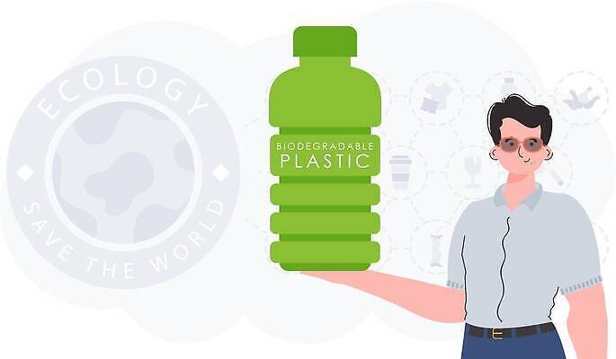 EPS 해외이미지 남자 일러스트 한명 들기 상반신 성인 재활용 보호 에코 친환경 페트병 성인남자한명만 해외202309 해외일러스트 1 컨셉 모션 사람 환경 병_담는 남자한명만 성인남자만 파일형식 벡터