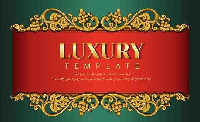 EPS 해외이미지 잎 일러스트 프레임 사람없음 빨간색 초록색 금색 고급 테두리 해외202309 해외일러스트 식물 컬러 컨셉 파일형식 벡터