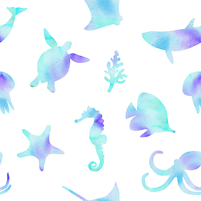 JPG 해외이미지 하늘색 패턴 일러스트 사람없음 수중동물 손그림 그라데이션 해외202309 해외일러스트 동물 무늬 파란색 파일형식