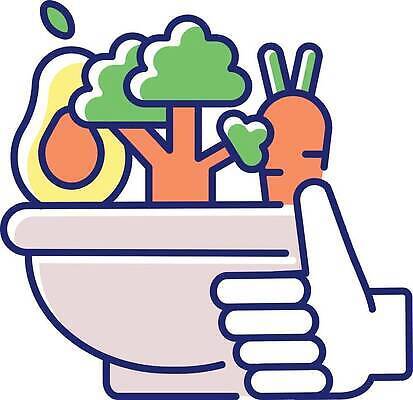 EPS 해외이미지 나무 일러스트 사람없음 당근 손모양 따봉 아보카도 해외202309 해외일러스트 모양 식물 과일 뿌리채소 최고 파일형식 벡터 손_신체부위