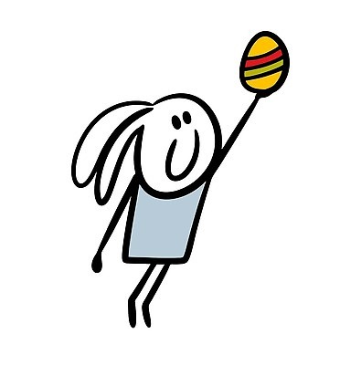 EPS 해외이미지 인물캐릭터 일러스트 한명 들기 사람 낙서 토끼머리띠 부활절계란 심플 해외202309 해외일러스트 일러캐릭터 캐릭터 1 모션 부활절 계란 머리띠 파일형식 벡터