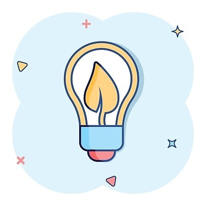 EPS 해외이미지 하늘색 잎 일러스트 전구 사람없음 반짝임 심볼 심플 해외202309 해외일러스트 식물 모션 파란색 파일형식 벡터