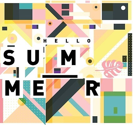 EPS 해외이미지 도형 디자인 포스터 백그라운드 패턴 일러스트 나뭇잎 타이포그라피 사람없음 컬러풀 화려 기하학 멤피스디자인 해외202309 해외일러스트 문자 컬러 컨셉 잎 무늬 파일형식 벡터