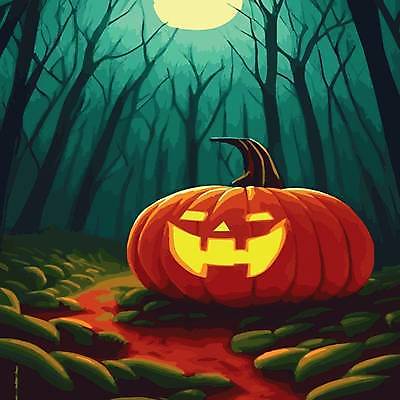 EPS 해외이미지 나무 일러스트 호박 사람없음 어둠 할로윈 야간 잭오랜턴 해외202309 해외일러스트 자연요소 식물 채소 파일형식 벡터