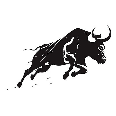 EPS 해외이미지 야생동물 선 일러스트 사람없음 검은색 심볼 황소 심플 해외202309 해외일러스트 동물 컬러 소 파일형식 벡터
