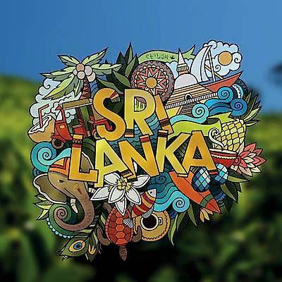 EPS 해외이미지 꽃 파도 일러스트 코끼리 사람없음 야자수 궁전 거북이 낙서 가득함 파인애플 코코넛 스리랑카 레터링 해외202309 해외일러스트 나무 식물 아시아 바다 고건축 과일 포유류 파충류 열대과일 파일형식 벡터