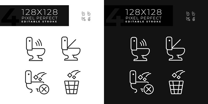 EPS 해외이미지 클립아트 편집 선 일러스트 미술 빛 세트 픽토그램 검은색 웹 어둠 욕실 쓰레기통 흰색 사발 플랫 빨래 쓰레기 수집 심볼 서비스 화장실 그림 심플 윤곽 팩 규칙 변기 일반 UI 변기통 얇은 위생관리 자동 항목 벡터 해외202309 해외일러스트 컬러 가사 인터넷 문화예술 관리 화장품 사기그릇 파일형식