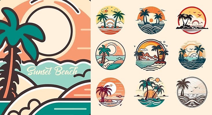 EPS 해외이미지 나무 템플릿 디자인 계절 모래 바다 섬 여행 백그라운드 일러스트 자연 하늘 휴가 휴식 손바닥 야외 물 파란색 세트 야자수 태양 노란색 일출 맑음 일몰 수확 원형 심볼 휴양지 하와이 이국적 파라다이스 활자 벡터 해외202309 해외일러스트 자연요소 도형 식물 손 컬러 컨셉 농업 날씨 노을 미국 장소 생태계 활자판 파일형식