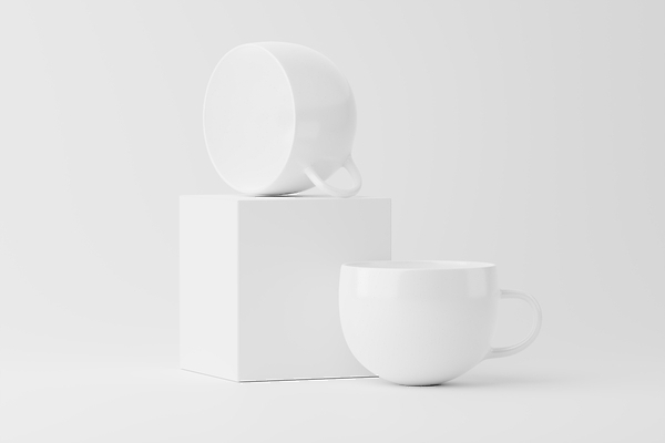 포토 JPG 해외이미지 사람없음 컵 상자 3D 흰색 오브젝트 목업 해외202309 해외포토 식기 컬러 디지털합성 파일형식