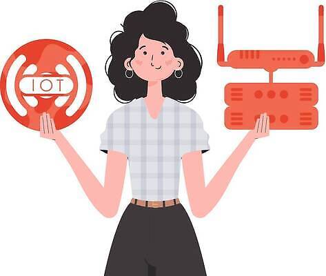 EPS 해외이미지 여자 일러스트 한명 들기 상반신 성인 원형 와이파이 사물인터넷 성인여자한명만 해외202309 해외일러스트 도형 1 모션 정보기술 사람 무선인터넷 여자한명만 성인여자만 파일형식 벡터