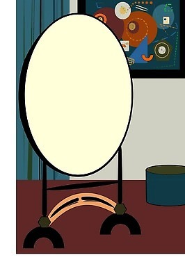 EPS 해외이미지 벽 가구 백그라운드 오렌지 일러스트 벽지 주택 프레임 실내 내부 장식 파란색 우주 거울 방 흰색 스타일 벡터 비어있는 해외202309 해외일러스트 컬러 생활용품 과일 건물 파일형식