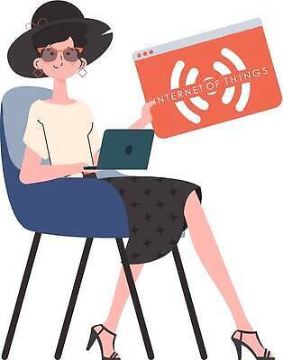 EPS 해외이미지 전신 여자 의자 일러스트 한명 들기 앉기 성인 노트북 선글라스 인터넷창 사물인터넷 성인여자한명만 해외202309 해외일러스트 1 안경 가구 인터넷 모션 정보기술 사람 전자제품 여자한명만 성인여자만 파일형식 벡터