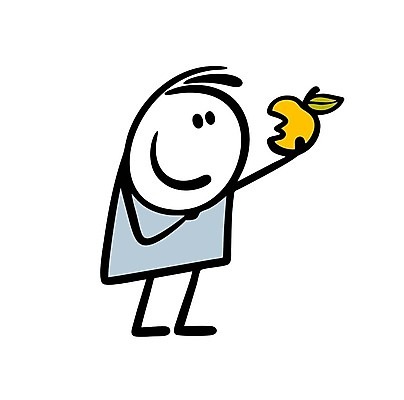 EPS 해외이미지 인물캐릭터 일러스트 한명 들기 사람 관찰 낙서 사과 심플 해외202309 해외일러스트 일러캐릭터 캐릭터 1 과일 모션 파일형식 벡터