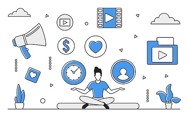 EPS 해외이미지 전신 남자 일러스트 비즈니스 한명 성인 파란색 디지털 확성기 정보 업무 스마트 분석 온라인 경영 데이터베이스 인터페이스 성인남자한명만 해외202310 해외일러스트 1 컬러 컨셉 사람 작업 남자한명만 성인남자만 파일형식 벡터